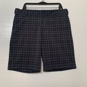Nike Golf Dri-Fit Shorts Mens Sz 36 Gray Plaid Check Flat Front Stretch Athletic